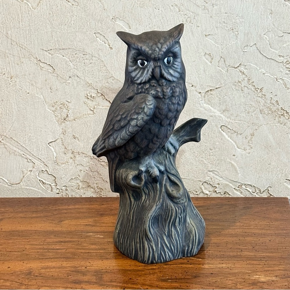 Vintage Ceramic Owl Sitting on a Tree Limb Knick Knack